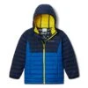 Columbia Kids' Powder Lite™ Hooded Jacket Bright Indigo / Coll Navy / Laser Lemon -Featured Sports Equipment Store 1802901 435 f presethigh res jpeg 300 dpi