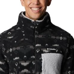 Columbia Men's Mountainside™ Printed Fleece Jacket Black Rocky Mountain -Featured Sports Equipment Store 2013743 010 a2 om presethigh res jpeg 300 dpi