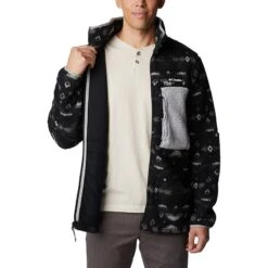 Columbia Men's Mountainside™ Printed Fleece Jacket Black Rocky Mountain -Featured Sports Equipment Store 2013743 010 a3 om presethigh res jpeg 300 dpi