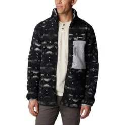 Columbia Men's Mountainside™ Printed Fleece Jacket Black Rocky Mountain -Featured Sports Equipment Store 2013743 010 a4 om presethigh res jpeg 300 dpi