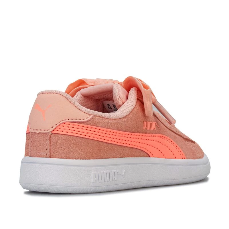 Puma Kids' Smash V2 Infant Ribbon Trainer Peach / White 3 Puma Kids' Smash V2 Infant Ribbon Trainer Peach / White - Image 2