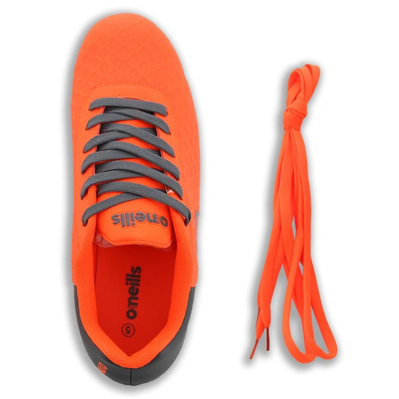 Python Firm Ground Laced Football Boots Junior Flo Orange / Gunmetal 6 Python Firm Ground Laced Football Boots Junior Flo Orange / Gunmetal - Image 4