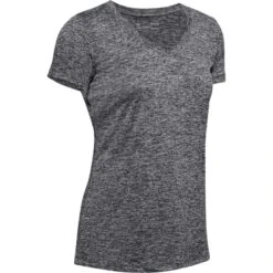 Under Armour Women's Tech™ SS V-Neck Twist T-Shirt Black / Metallic Silver -Featured Sports Equipment Store s7.ps1258568 001 hf