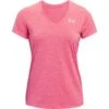 Under Armour Women's Tech™ SS V-Neck Twist T-Shirt Cerise / Pink Lemonade / Metallic Silver -Featured Sports Equipment Store s7.ps1258568 655 hf