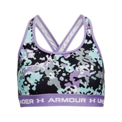 Under Armour Kids' Crossback Printed Sports Bra Vivid Lilac / White